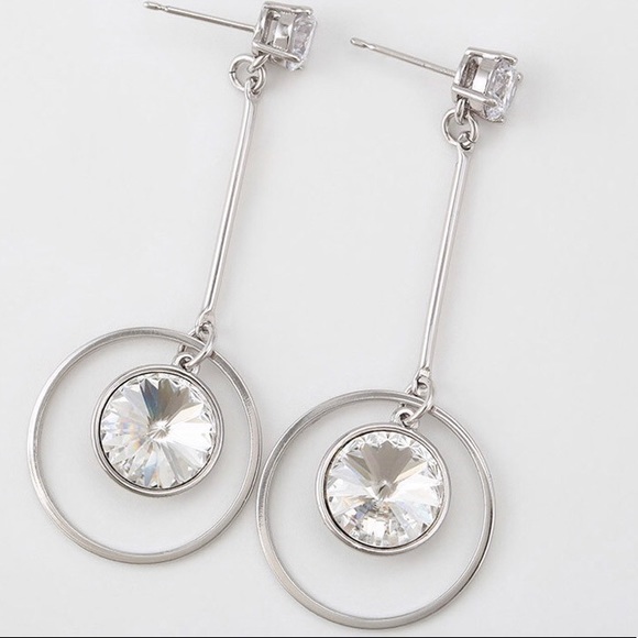 Jewelry - Pretty Swarovski Drop Hoop Earrings